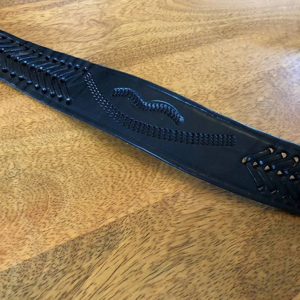 Vintage Black Leather Belt from Mexico, 38 inches
